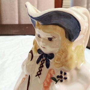 BoPeep Milk Pitcher, Vintage Item made in the USA. 1940's   8" tall handpainted.